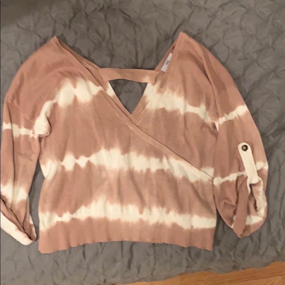 Pink Tie Dye Cropped sweater with cutout back